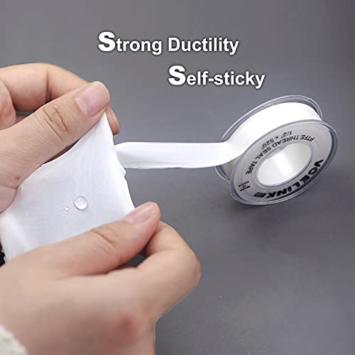 PTFE Plumbers Tape, VCELINK Industrial Water Sealant Thread Tape, 520" Length, 1/2" Width, Plumbing Teflon Tape for Shower Heads and Pipe Threads, White (2 Rollsï¼