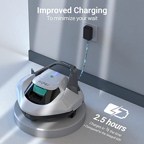 (2022 Upgrade) AIPER Cordless Robotic Pool Cleaner, Pool Vacuum with Dual-Drive Motors, Self-Parking, Lightweight, Perfect for Above/In-Ground Flat Pools up to 35 Feet (Lasts 50 Mins) - Seagull 600