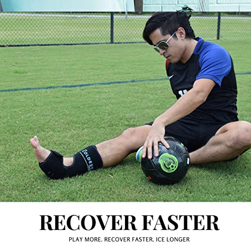 The Coldest Foot Ankle Achilles Pain Relief Ice Wrap with 2 Cold Gel Packs | Best for Achilles Tendon Injuries, Plantar Fasciitis, Bursitis & Sore Feet Built for Cold Therapy (Black XS-XL)