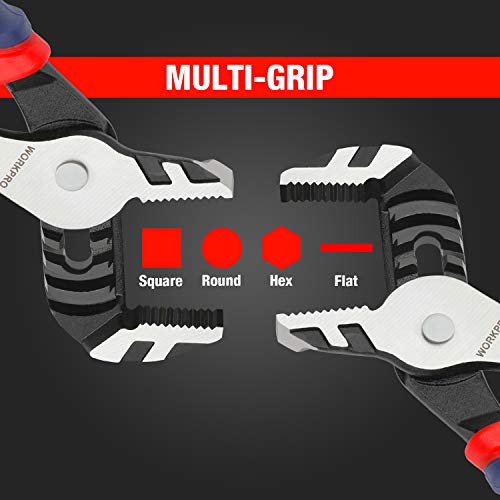 WORKPRO 3 Piece Groove Joint Pliers Set, 12/10/8 Inch Adjustable Water Pump Pliers, Straight Jaw Pliers in CRV Steel for Home Repair, Gripping, Nuts, Bolts, Pipe & Fittings