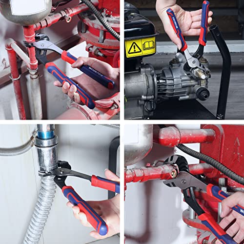WORKPRO 3 Piece Groove Joint Pliers Set, 12/10/8 Inch Adjustable Water Pump Pliers, Straight Jaw Pliers in CRV Steel for Home Repair, Gripping, Nuts, Bolts, Pipe & Fittings
