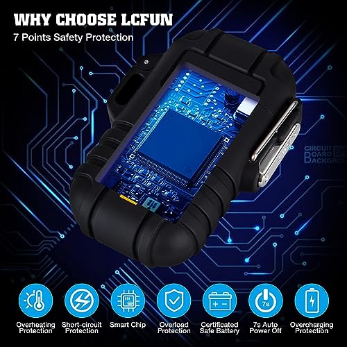 Waterproof Lighter Outdoor Windproof Lighter Dual Arc Lighter Electric Lighters USB Rechargeable-Flameless-Plasma Cool Lighters for Camping,Hiking,Adventure,Survival Tactical Gear (Black)
