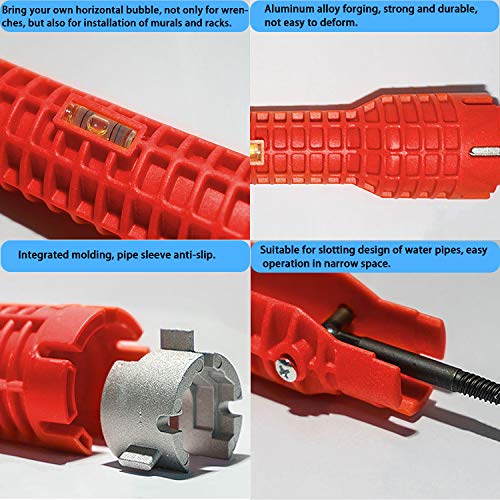 Faucet and Sink Installer,Multi-purpose Wrench (Nuts/Shut off valves/Strainer Baskets/Line&Faucet Nuts) for Toilet Bowl/Sink/Bathroom/Kitchen Plumbing-with 40 Washer Gasket and 2 Thread Seal Tape