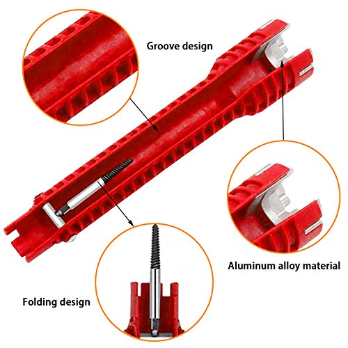 Faucet and Sink Installer,Multi-purpose Wrench (Nuts/Shut off valves/Strainer Baskets/Line&Faucet Nuts) for Toilet Bowl/Sink/Bathroom/Kitchen Plumbing-with 40 Washer Gasket and 2 Thread Seal Tape