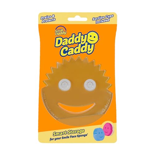 Scrub Daddy Sponge Holder - Daddy Caddy - Suction Sponge Holder for Smiley Face Sponge , Non-Slip Suction Cups, Sink Organizer for Kitchen and Bathroom, Self Draining, Dishwasher Safe - 1ct