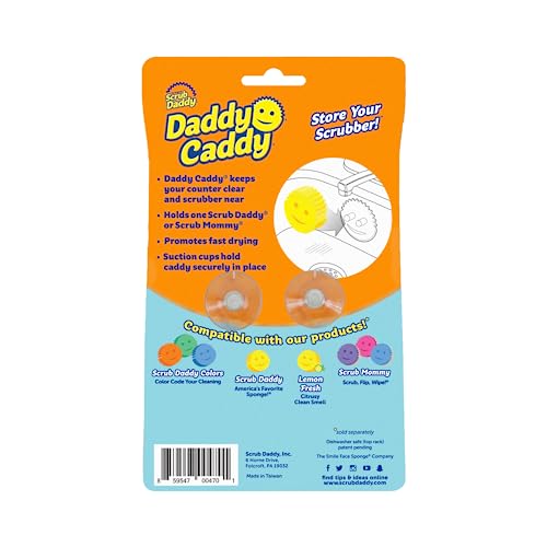 Scrub Daddy Sponge Holder - Daddy Caddy - Suction Sponge Holder for Smiley Face Sponge , Non-Slip Suction Cups, Sink Organizer for Kitchen and Bathroom, Self Draining, Dishwasher Safe - 1ct