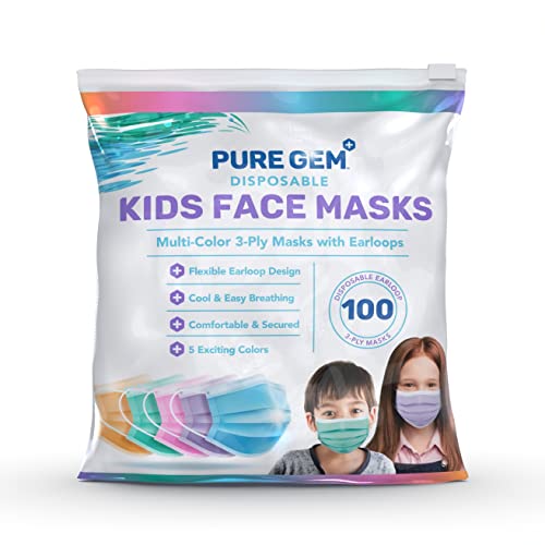 [Pack Of 100] kids Disposable Face Masks Boys and Girls 3-Ply Masks | Facial Cover with Elastic Earloops For Childcare School (Colorful)