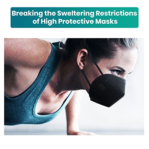 Funight KN95 Face Masks 50 Pack 5-Ply Breathable Filter Disposable Face Masks Black
