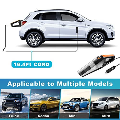 QYHY Car Vacuum, Portable Car Vacuum Cleaner High Power 8000PA/100W/DC12V, 16.4Ft Corded Handheld car Vacuum with LED Light, Deep Detailing Cleaning Kit of Car Interior with Wet or Dry for Men/Women