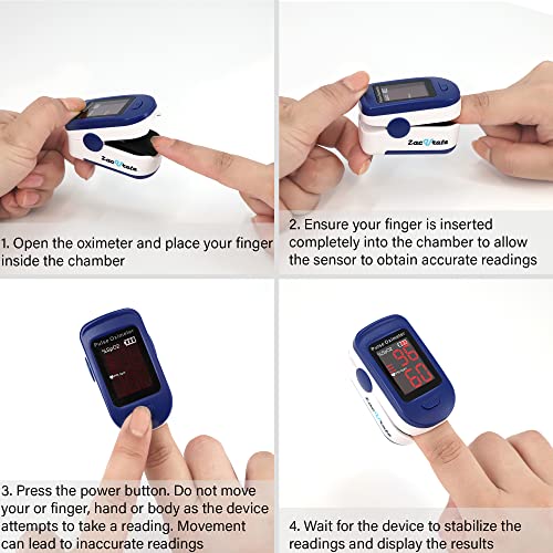 Zacurate 500BL Fingertip Pulse Oximeter Blood Oxygen Saturation Monitor with Batteries and Lanyard Included (Navy Blue)
