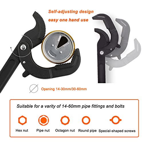 LEJOSTOL Multi-function Magic Wrench Universal Adjustable Wrenches 1045 Steel, Pipe Wrench Set 10.5 and 15-Inch,2-Piece
