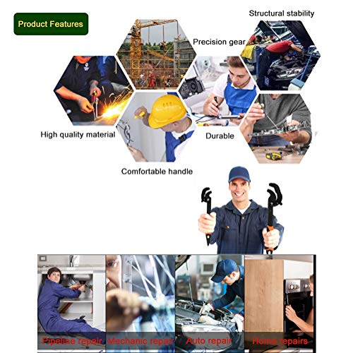 LEJOSTOL Multi-function Magic Wrench Universal Adjustable Wrenches 1045 Steel, Pipe Wrench Set 10.5 and 15-Inch,2-Piece