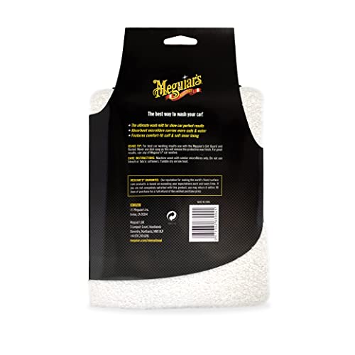 Meguiar's X3002 Microfiber Wash Mitt â Super-Thick Reusable Wash Mitt for Ultimate Finish, 7 B(M) US , White