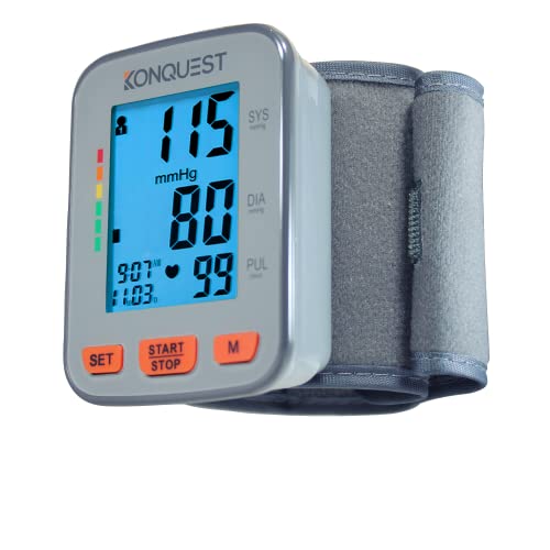 Konquest KBP-2910W Automatic Wrist Blood Pressure Monitor - Accurate - Adjustable Cuff, Large Screen Display, Portable Case - Irregular Heartbeat & Hypertension Detector