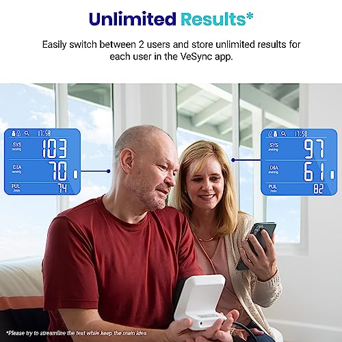 Bluetooth Blood Pressure Monitor, Smart Machine by Etekcity, FSA HSA Approved Products, Adjustable Cuff Large Arm Friendly for Home Use, Unlimited Memories in APP, Dual Power Sources