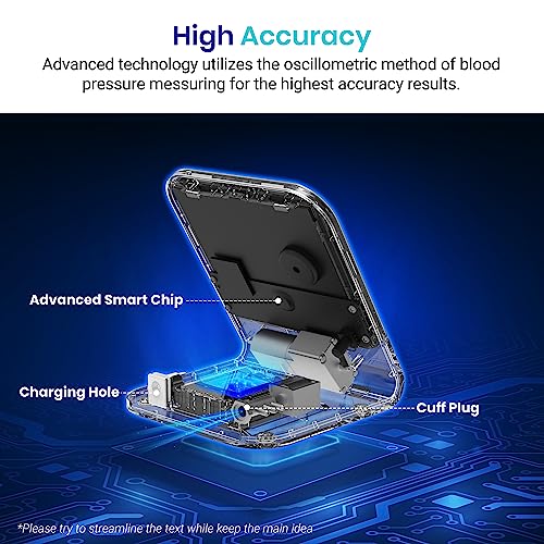 Bluetooth Blood Pressure Monitor, Smart Machine by Etekcity, FSA HSA Approved Products, Adjustable Cuff Large Arm Friendly for Home Use, Unlimited Memories in APP, Dual Power Sources