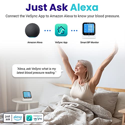 Bluetooth Blood Pressure Monitor, Smart Machine by Etekcity, FSA HSA Approved Products, Adjustable Cuff Large Arm Friendly for Home Use, Unlimited Memories in APP, Dual Power Sources