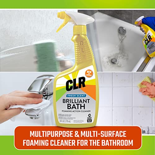 CLR Brilliant Bath Foaming Bathroom Cleaner Spray - For Use On Toilet, Bath, Shower, Sink, Glass, Stainless Steel - Fresh Scent, 26 Ounce Bottle (Pack Of 2)