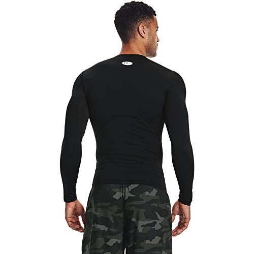 Under Armour Men's Armour HeatGear Compression Long-Sleeve T-Shirt , Black (001)/White, Large