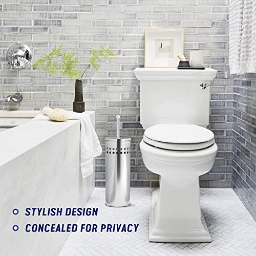 Tiasablu Plunger with Concealed Holder - Heavy Duty Plunger for Toilet, Plungers for Bathroom, No Splash Back, Long Handle - Discreet Toilet Plunger and Holder for Bathroom