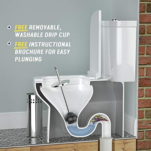 Tiasablu Plunger with Concealed Holder - Heavy Duty Plunger for Toilet, Plungers for Bathroom, No Splash Back, Long Handle - Discreet Toilet Plunger and Holder for Bathroom