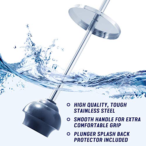 Tiasablu Plunger with Concealed Holder - Heavy Duty Plunger for Toilet, Plungers for Bathroom, No Splash Back, Long Handle - Discreet Toilet Plunger and Holder for Bathroom