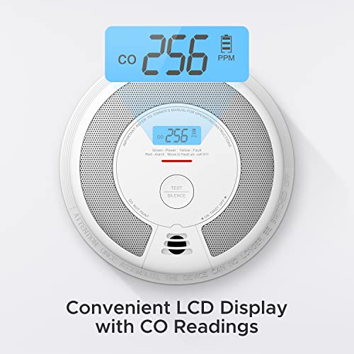 X-Sense 10-Year Battery Combination Smoke Carbon Monoxide Alarm Detector with Large LCD Display