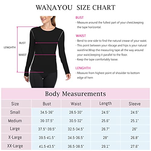 WANAYOU Women's 3 Pack Compression Shirt Moisture Wicking Long Sleeve Running Athletic T-Shirt Workout Yoga Skiing Tops Winter Baselayer (3 Pack(Black+White+Grey), Medium)