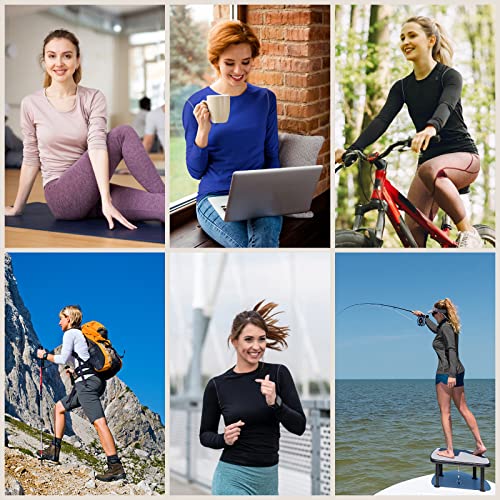 WANAYOU Women's 3 Pack Compression Shirt Moisture Wicking Long Sleeve Running Athletic T-Shirt Workout Yoga Skiing Tops Winter Baselayer (3 Pack(Black+White+Grey), Medium)