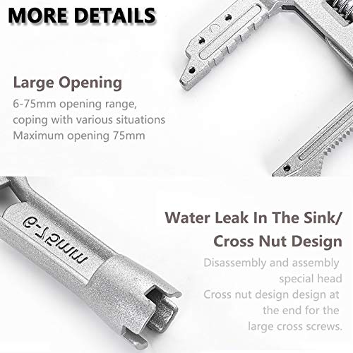 Plumbers Wrench 6-75mm Large Opening Sink Wrench, Plumbing Wrench for Tight Spaces Toilet Basin Sink Drain Faucet Nut Disassembly, Plumbing Tools for Professional Plumber