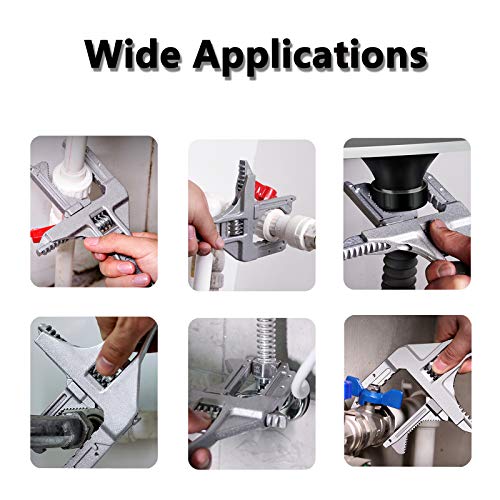 Plumbers Wrench 6-75mm Large Opening Sink Wrench, Plumbing Wrench for Tight Spaces Toilet Basin Sink Drain Faucet Nut Disassembly, Plumbing Tools for Professional Plumber