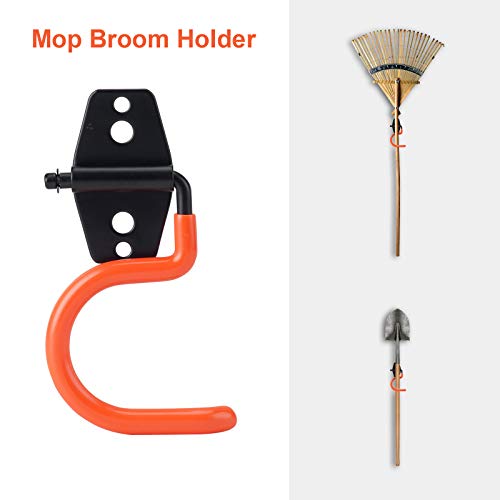Dorisy Upgraded 16 Packs Garage Hooks Utility Double Heavy Duty with Mop Broom Holders, Wall Mount Hooks, Garage Storage Organization and Tool Hangers for Power ï¼ Garden Tools, Ladders, Bikes(Orange)