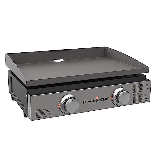 Blackstone Tabletop Griddle, 1666, Heavy Duty Flat Top Griddle Grill Station for Camping, Camp, Outdoor, Tailgating, Tabletop â Stainless Steel Griddle with Knobs & Ignition, Black, 22 inch