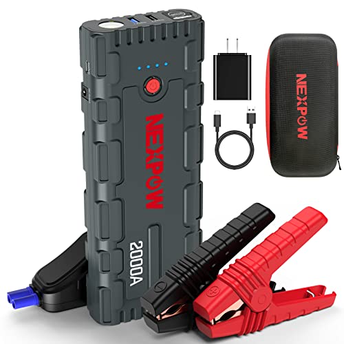 NEXPOW 2000A Peak 18000mAh Car Jump Starter with USB Quick Charge 3.0 (Up to 7.0L Gas or 6.5L Diesel Engine), 12V Portable Battery Starter, Battery Booster with Built-in LED Light