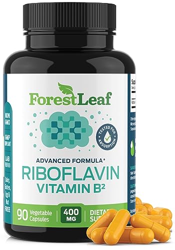Vitamin B2 Riboflavin, 400mg - 90 Capsules - Promotes Healthier Blood, Nervous System, Energy and Metabolism â Non-GMO, Gluten Free Daily Dietary Supplement â by ForestLeaf