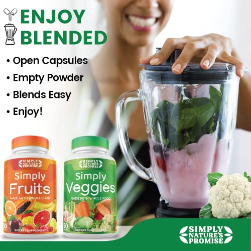 Simply Nature's Promise - Fruit and Vegetable Supplements - 90 Veggie and 90 Fruit Capsules - Made with Whole Food Superfoods, Packed Vitamins & Minerals - Soy Free - No Fillers or Extracts