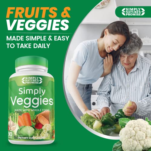 Simply Nature's Promise - Fruit and Vegetable Supplements - 90 Veggie and 90 Fruit Capsules - Made with Whole Food Superfoods, Packed Vitamins & Minerals - Soy Free - No Fillers or Extracts