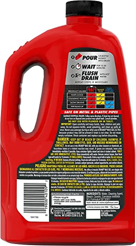 Drano Max Gel Drain Clog Remover and Cleaner for Shower or Sink Drains, Unclogs and Removes Hair, Soap Scum, Blockages, 80 oz