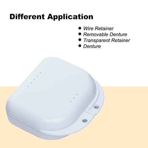 Retainer Case with Vent Holes, 4 Pcs Denture Case, Durable & Similar Mouth Guard Case for Black, White, Yellow and Blue - Tight Snap Lock, Easy to Use