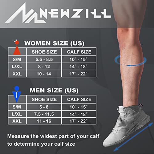 NEWZILL Men & Women's Compression Socks for Athletic, Nurses, Shin Splints, Maternity & Flight Travel, Black - Medium (1 pair)