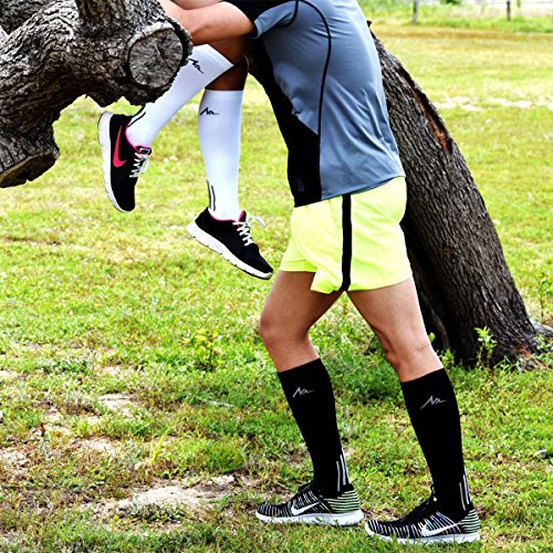 NEWZILL Men & Women's Compression Socks for Athletic, Nurses, Shin Splints, Maternity & Flight Travel, Black - Medium (1 pair)