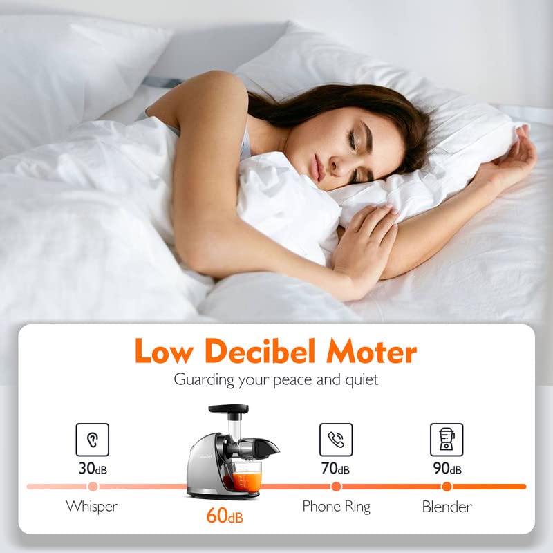 Slow Masticating Juicer, AMZCHEF Cold Press Juicer Professional Machine, Slow Juicer with Quiet Motor/Reverse Function, Juicer Machines with Brush, for High Nutrient Fruit & Vegetable (Updated)