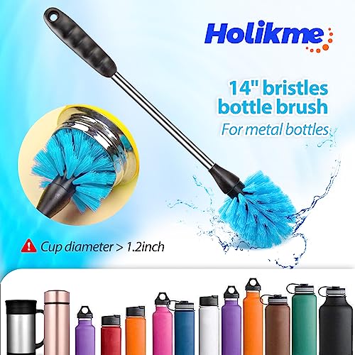 Holikme 8 Pack Bottle Brush Cleaning Setï¼Long Handle Bottle Cleaner for Washing Narrow Neck Beer Bottles, Wine Decanter, Narrow Cupï¼Pipes, Hydro Flask Tumbler, Sinks, Cup Coverï¼White