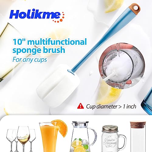 Holikme 8 Pack Bottle Brush Cleaning Setï¼Long Handle Bottle Cleaner for Washing Narrow Neck Beer Bottles, Wine Decanter, Narrow Cupï¼Pipes, Hydro Flask Tumbler, Sinks, Cup Coverï¼White