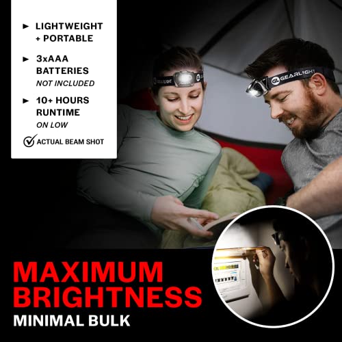 GearLight LED Head Lamp - Pack of 2 Outdoor Flashlight Headlamps w/ Adjustable Headband for Adults and Kids - Hiking & Camping Gear Essentials - S500ï»¿
