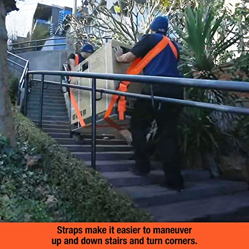 Forearm Forklift 2-Person Shoulder Harness and Moving Straps System, Lift Furniture, Appliances, or Item up to 800 lbs. Safe and Easy Like a Pro, 2 Harnesses and 2 Straps, Orange