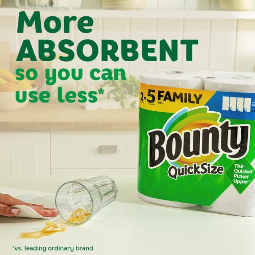 Bounty Quick-Size Paper Towels, White, 16 Family Rolls = 40 Regular Rolls