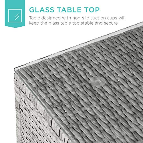 Best Choice Products 5-Piece Modular Conversation Set, Outdoor Sectional Wicker Furniture for Patio, Backyard, Garden w/ 3 Chairs, Ottoman Chair, 2 Pillows, 6 Seat Clips, Coffee Table - Gray/Navy