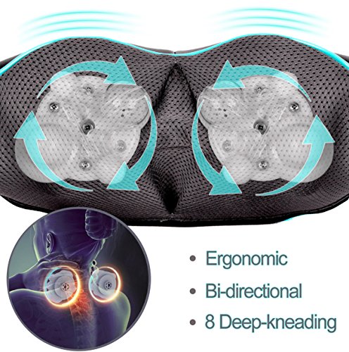 Shiatsu Back Shoulder and Neck Massager with Heat - Deep Tissue Kneading Pillow Massage - Back Massager, Shoulder Massager, Electric Full Body Massager, for Foot Leg - Gift