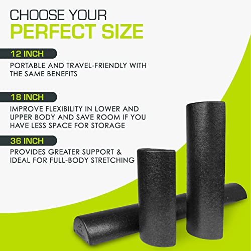 ProsourceFit High Density Half Round Foam Roller Parent 36x3, Black